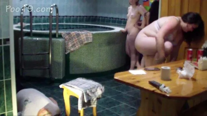 Toilet slave serves 4 ladies in sauna [HD 720p]  2018 (MilanaSmelly) Poop, Extreme Scat