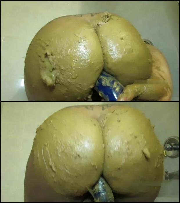 Ebony girl masturbated dirty ass. [FullHD 1080p]  2019 (Genre: Defecation in bathroom, Dildo in shit, Closeup)