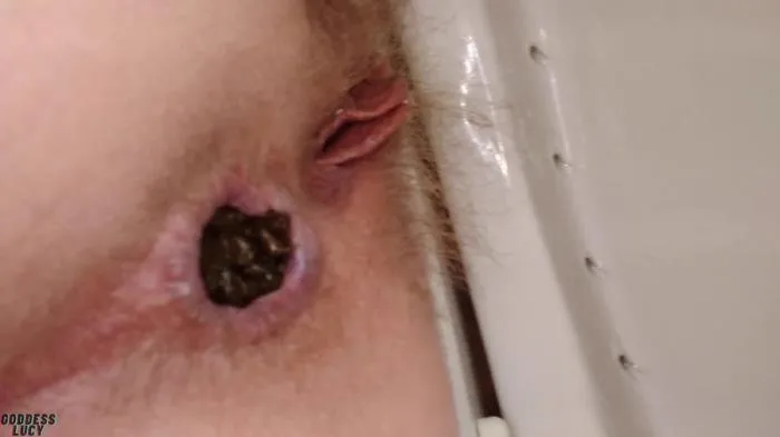 POTD Hard slow mucous covered poop [FullHD 1080p]  2021 (Goddesslucy) Toilet Slavery, Big pile