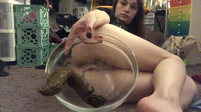 Pooping a long thick one into a bowl in my bedroom [FullHD 1080p]  2022 (LittleDirtyPrincess) Kaviar Scat, Solo
