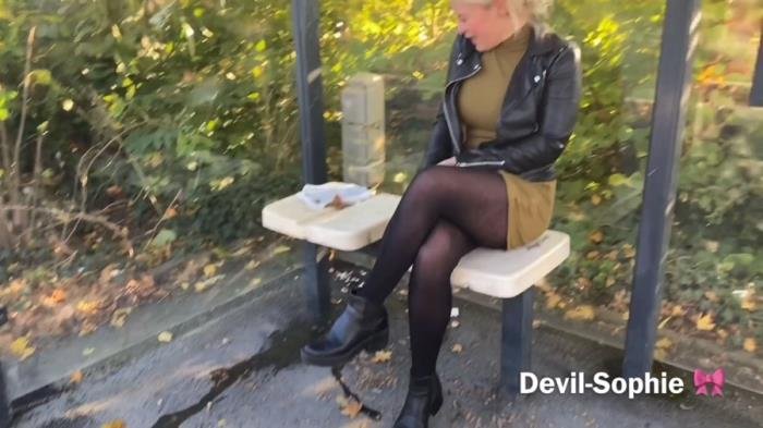 Violently Public on the main street shit on the bus stop seat - I was over [FullHD 1080p]  2022 (Actress: Devil Sophie)